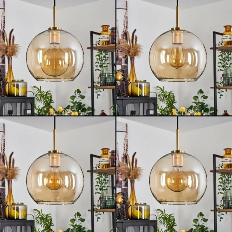 hofstein Suspension Verre 25 cm Koyoto Or, Noir, 1 lumière