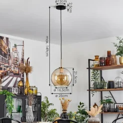 hofstein Suspension Verre 25 cm Koyoto Or, Noir, 1 lumière