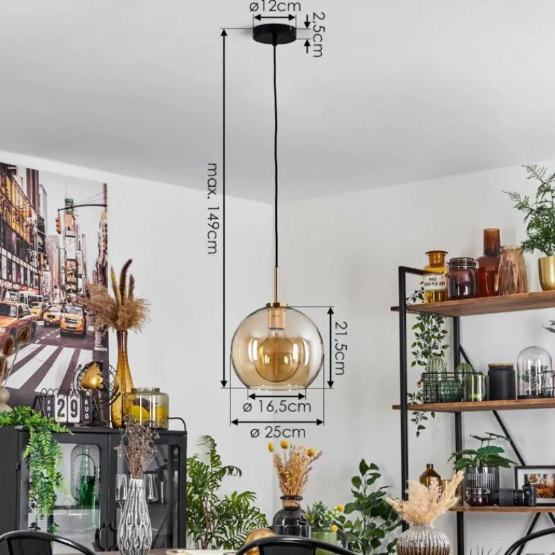 hofstein Suspension Verre 25 cm Koyoto Or, Noir, 1 lumière