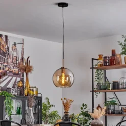 hofstein Suspension Verre 25 cm Koyoto Or, Noir, 1 lumière