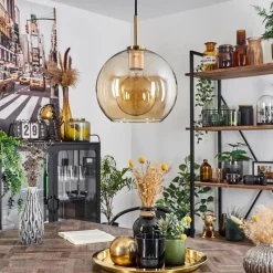 hofstein Suspension Verre 25 cm Koyoto Or, Noir, 1 lumière