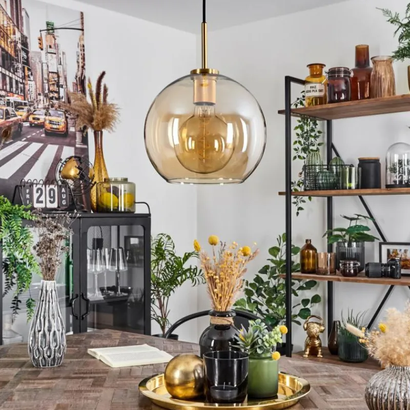 hofstein Suspension Verre 25 cm Koyoto Or, Noir, 1 lumière