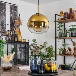 hofstein Suspension Verre 25 cm Koyoto Vieux laiton, 1 lumière