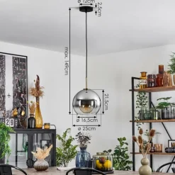 Suspension Verre Fumé-hofstein Suspension Verre 25 cm Koyoto Vieux laiton, 1 lumière