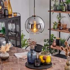 Suspension Verre Fumé-hofstein Suspension Verre 25 cm Koyoto Vieux laiton, 1 lumière