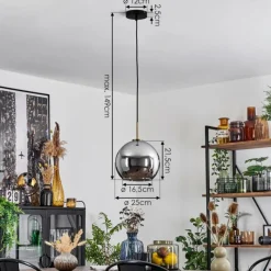 Suspension Verre Fumé-hofstein Suspension Verre 25 cm Koyoto Vieux laiton, 1 lumière