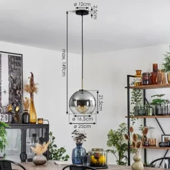 Suspension Verre Fumé-hofstein Suspension Verre 25 cm Koyoto Vieux laiton, 1 lumière