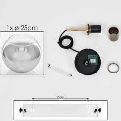 Suspension Verre Fumé-hofstein Suspension Verre 25 cm Koyoto Vieux laiton, 1 lumière