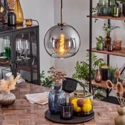Suspension Verre Fumé-hofstein Suspension Verre 25 cm Koyoto Vieux laiton, 1 lumière