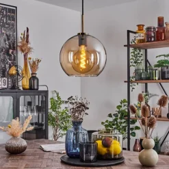 hofstein Suspension Verre 25 cm Koyoto Vieux laiton, 1 lumière