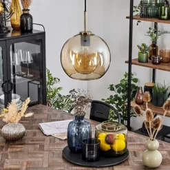 hofstein Suspension Verre 25 cm Koyoto Vieux laiton, 1 lumière