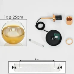 hofstein Suspension Verre 25 cm Koyoto Or, Noir, 1 lumière