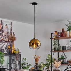 hofstein Suspension Verre 25 cm Koyoto Or, Noir, 1 lumière