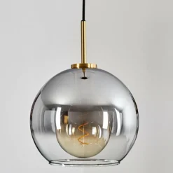 Lampes Dorées-hofstein Suspension Verre 25 cm Koyoto Or, Noir, 1 lumière