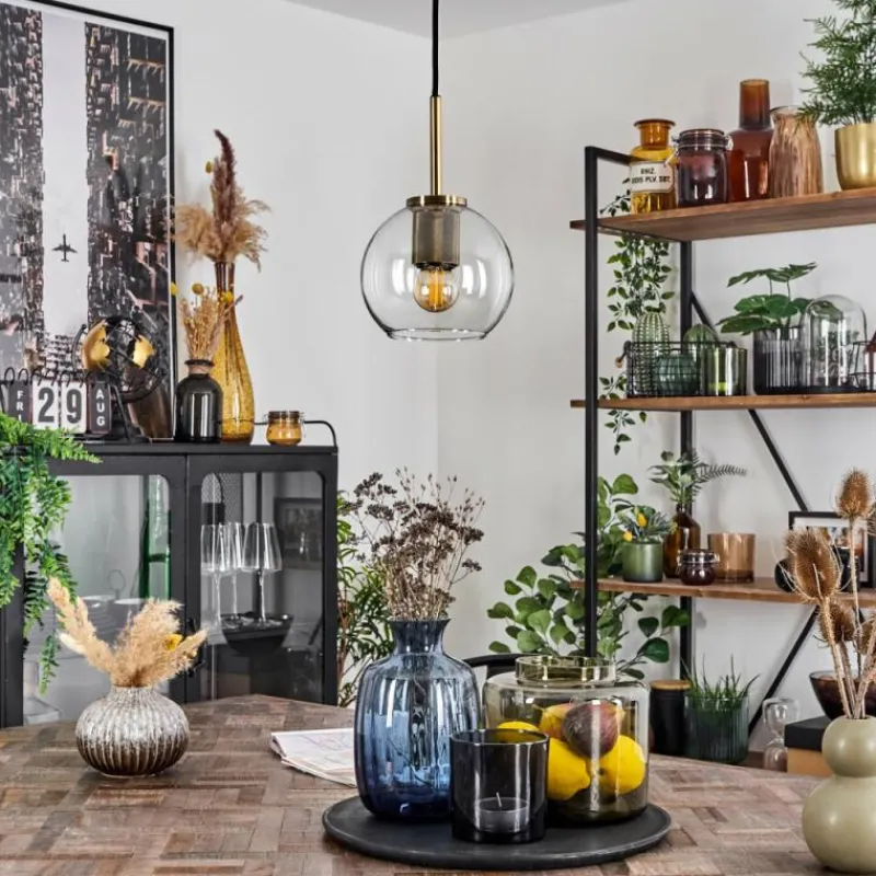 hofstein Suspension Verre 15 cm Koyoto Vieux laiton, 1 lumière