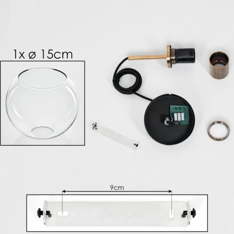 hofstein Suspension Verre 15 cm Koyoto Vieux laiton, 1 lumière