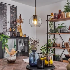 hofstein Suspension Verre 15 cm Koyoto Vieux laiton, 1 lumière