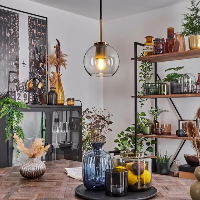 hofstein Suspension Verre 15 cm Koyoto Vieux laiton, 1 lumière