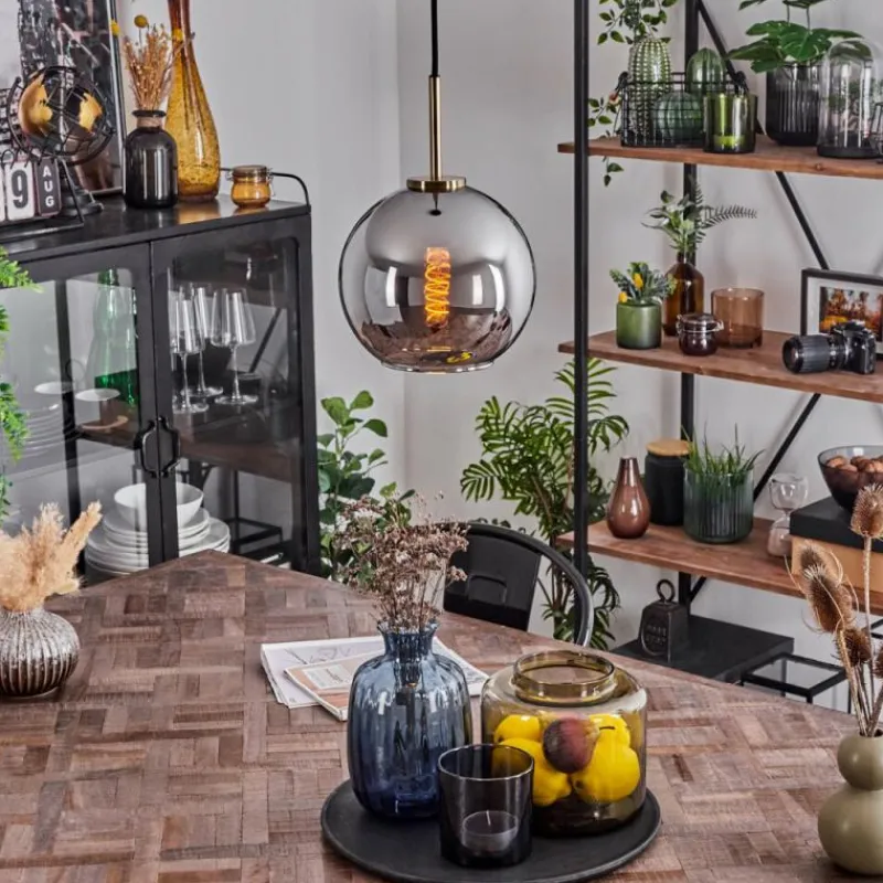 Suspension Verre Fumé-hofstein Suspension Verre 20 cm Koyoto Vieux laiton, 1 lumière