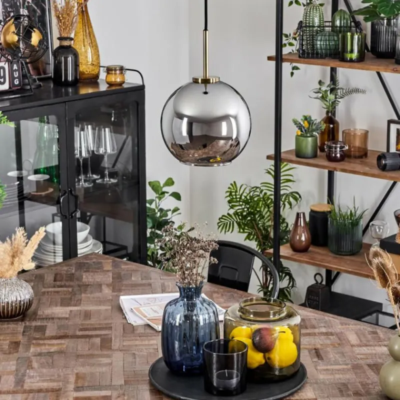 Suspension Verre Fumé-hofstein Suspension Verre 20 cm Koyoto Vieux laiton, 1 lumière