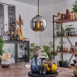 Suspension Verre Fumé-hofstein Suspension Verre 20 cm Koyoto Vieux laiton, 1 lumière