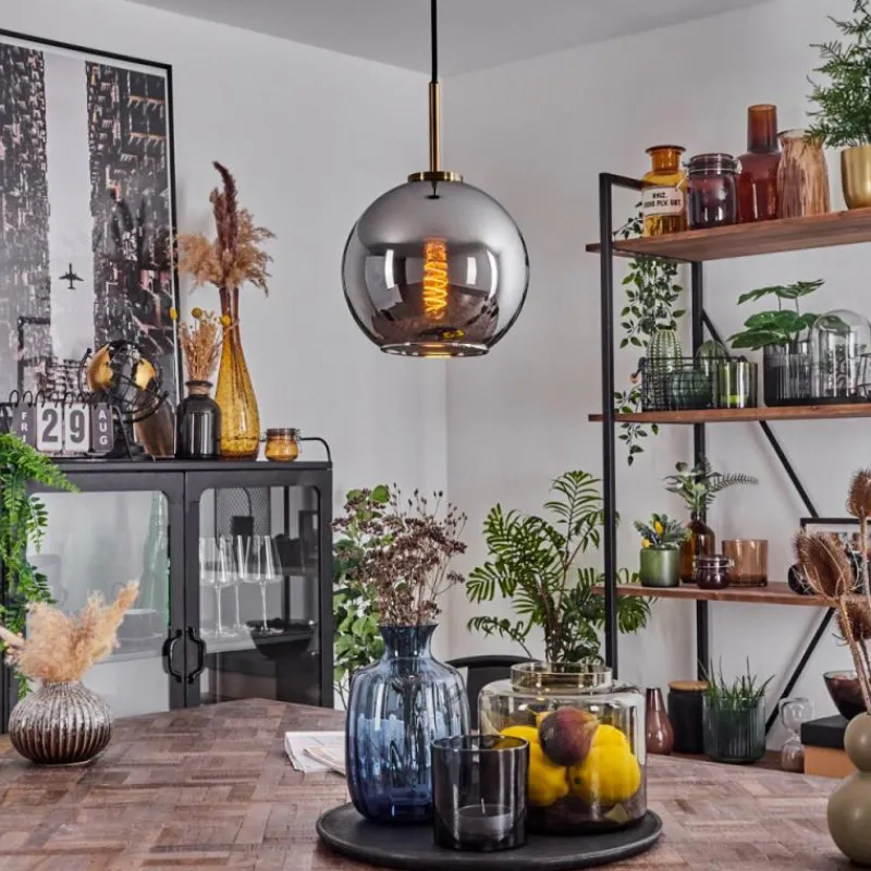 Suspension Verre Fumé-hofstein Suspension Verre 20 cm Koyoto Vieux laiton, 1 lumière