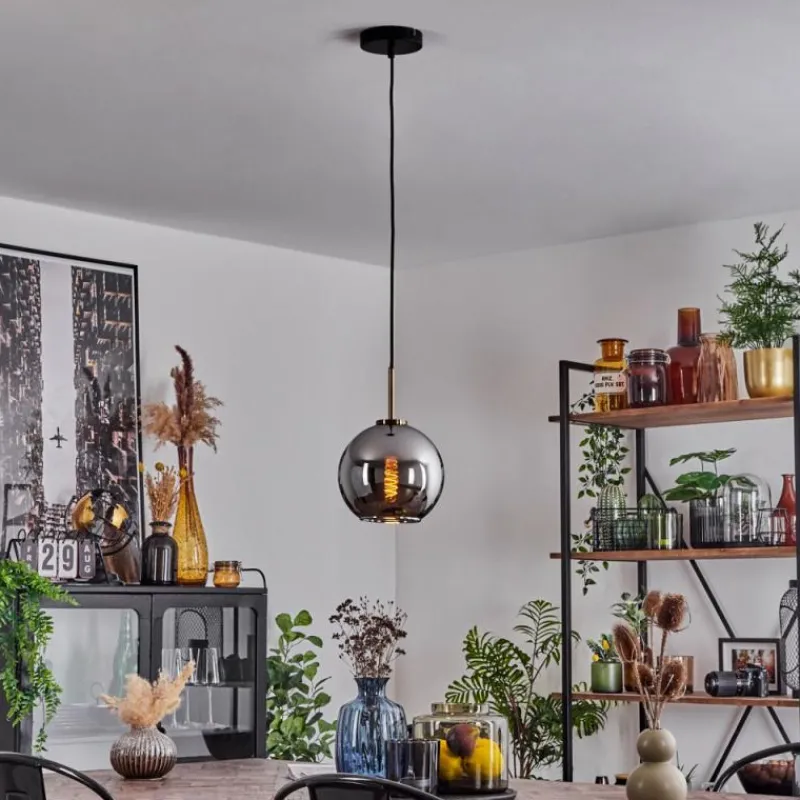 Suspension Verre Fumé-hofstein Suspension Verre 20 cm Koyoto Vieux laiton, 1 lumière