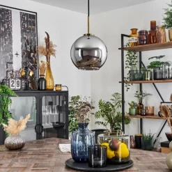 Suspension Verre Fumé-hofstein Suspension Verre 20 cm Koyoto Vieux laiton, 1 lumière