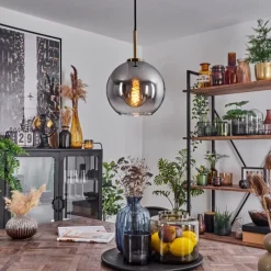 hofstein Suspension Verre 20 cm Koyoto Vieux laiton, 1 lumière