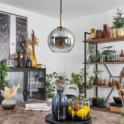 hofstein Suspension Verre 20 cm Koyoto Vieux laiton, 1 lumière