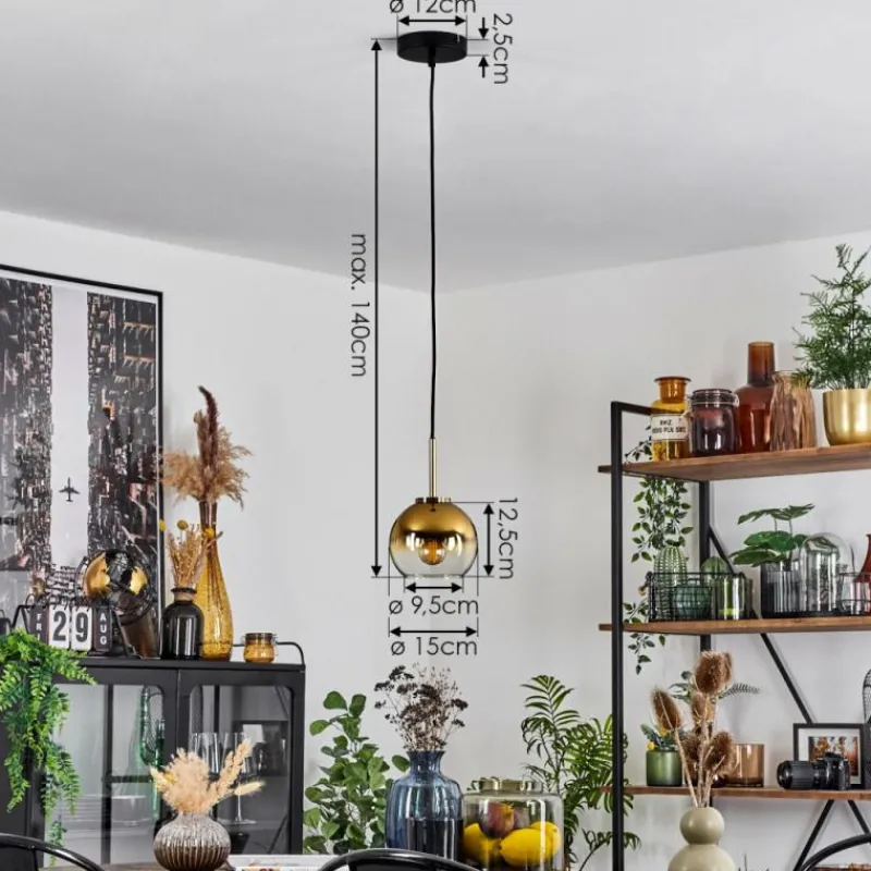 hofstein Suspension Verre 15 cm Koyoto Vieux laiton, 1 lumière