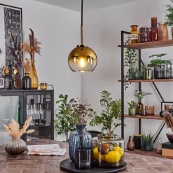 hofstein Suspension Verre 15 cm Koyoto Vieux laiton, 1 lumière