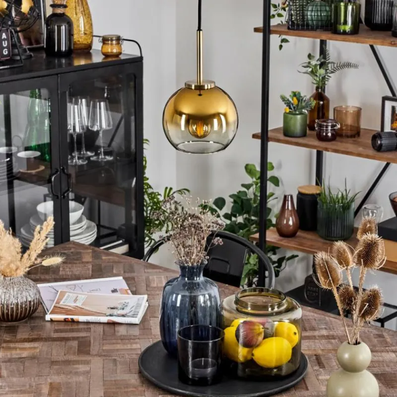 hofstein Suspension Verre 15 cm Koyoto Vieux laiton, 1 lumière