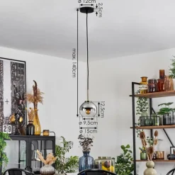 Suspension Verre Fumé-hofstein Suspension Verre 15 cm Koyoto Vieux laiton, 1 lumière