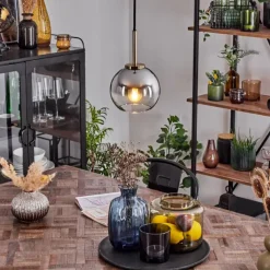 Suspension Verre Fumé-hofstein Suspension Verre 15 cm Koyoto Vieux laiton, 1 lumière