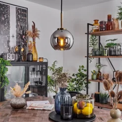 Suspension Verre Fumé-hofstein Suspension Verre 15 cm Koyoto Vieux laiton, 1 lumière