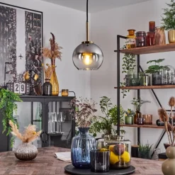 Suspension Verre Fumé-hofstein Suspension Verre 15 cm Koyoto Vieux laiton, 1 lumière