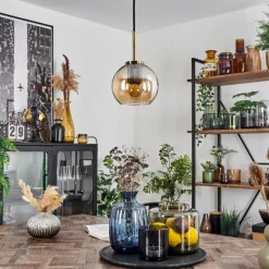 hofstein Suspension Verre 15 cm Koyoto Vieux laiton, 1 lumière