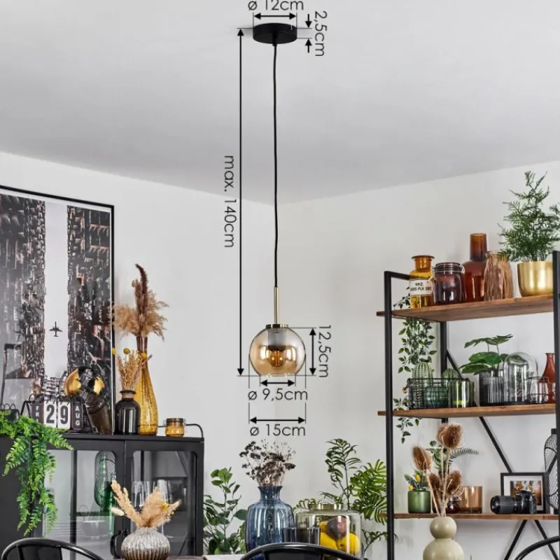 hofstein Suspension Verre 15 cm Koyoto Vieux laiton, 1 lumière