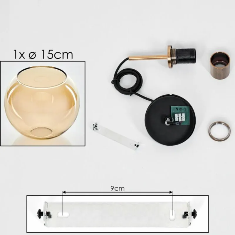 hofstein Suspension Verre 15 cm Koyoto Vieux laiton, 1 lumière