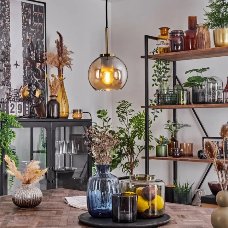 hofstein Suspension Verre 15 cm Koyoto Vieux laiton, 1 lumière