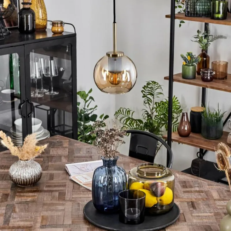 hofstein Suspension Verre 15 cm Koyoto Vieux laiton, 1 lumière