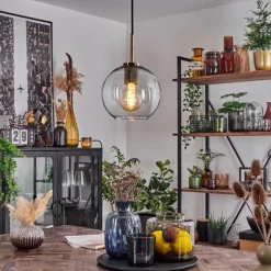 hofstein Suspension Verre 20 cm Koyoto Vieux laiton, 1 lumière