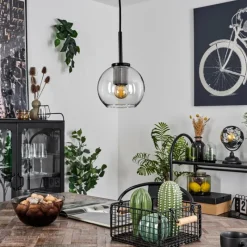 hofstein Suspension Verre 15 cm Koyoto Acier inoxydable, Noir, 1 lumière