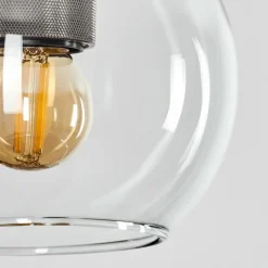 hofstein Suspension Verre 15 cm Koyoto Acier inoxydable, Noir, 1 lumière