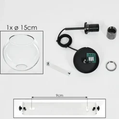 hofstein Suspension Verre 15 cm Koyoto Acier inoxydable, Noir, 1 lumière