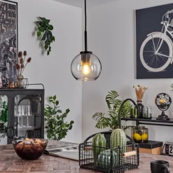 hofstein Suspension Verre 15 cm Koyoto Acier inoxydable, Noir, 1 lumière