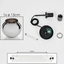 hofstein Suspension Verre 15 cm Koyoto Acier inoxydable, Noir, 1 lumière