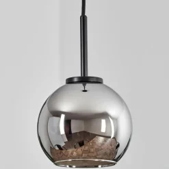 hofstein Suspension Verre 15 cm Koyoto Acier inoxydable, Noir, 1 lumière