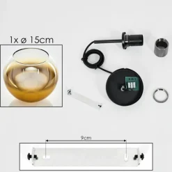 hofstein Suspension Verre 15 cm Koyoto Acier inoxydable, Noir, 1 lumière